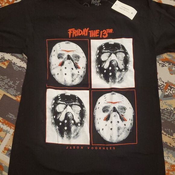Friday the 13th, Jason Voorhees Hockey Masks Tee, with mask men’s Sz S - Picture 3 of 6
